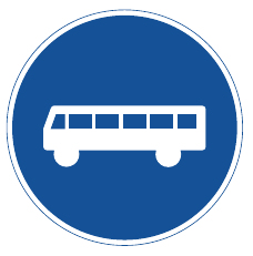 D10 Påbjudet körfält eller körbana för fordon i linjetrafik m.fl.