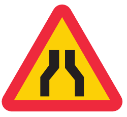 A5 Varning för avsmalnande väg